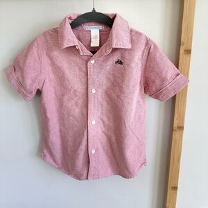 3T Janie and jack boys button down collared shirt pink